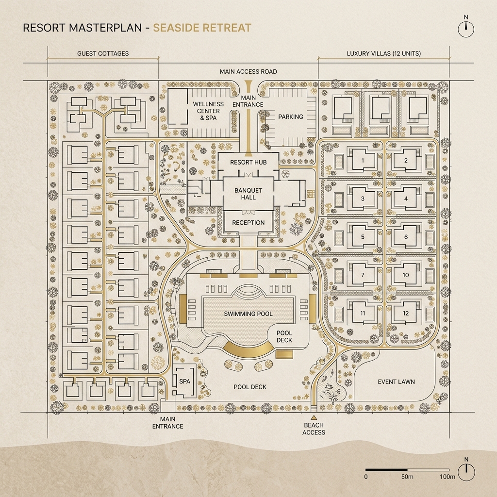 Minimalist Architectural Masterplan Blueprint